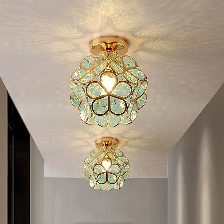 Exquisite Glas Deckenleuchte ShineFloret für ein elegantes Wohnzimmer. Dekorative Innenbeleuchtung E27/E26.