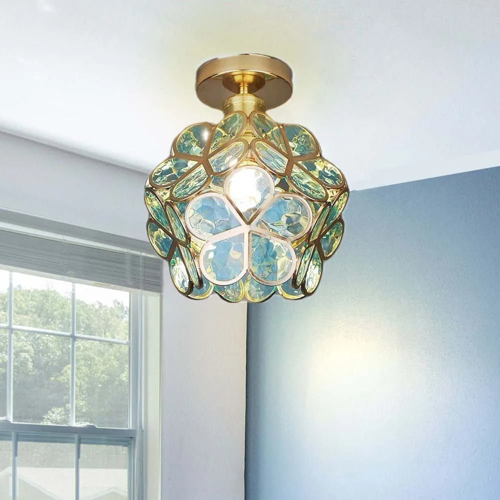 ShineFloret Glas-Deckenlampe für Flur und Diele. Moderne Deckenbeleuchtung mit dekorativem Design.