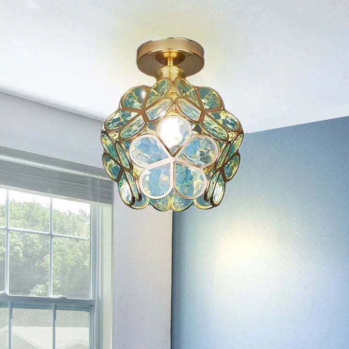 ShineFloret Glas-Deckenlampe für Flur und Diele. Moderne Deckenbeleuchtung mit dekorativem Design.