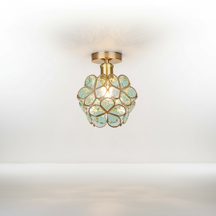 Zeitlose ShineFloret Glas-Deckenlampe für Wohnzimmer & Flur. Design Deckenleuchte mit E27/E26 Fassung.
