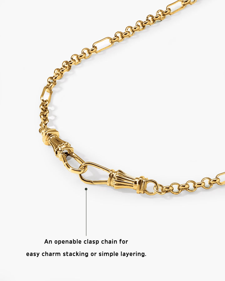 Moderne Gold Halskette für Damen, Edelstahl, hypoallergen, mit vielseitigem Charm Holder.