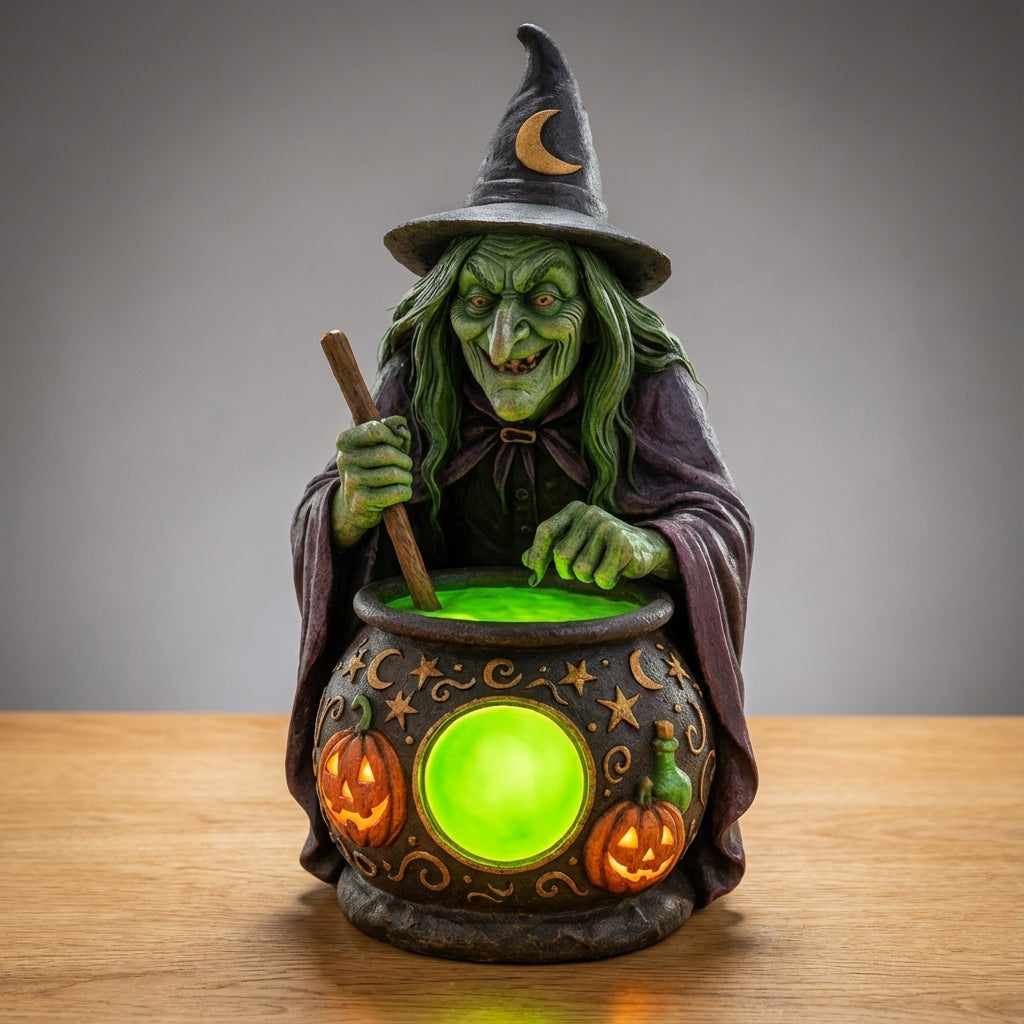 Hexilume Hexenkessel-Lampe, eine LED-Tischlampe für Halloween und thematische Dekorationen.