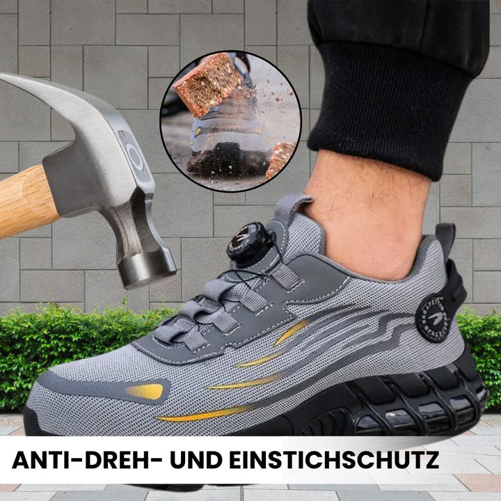 Herren Arbeitsschuhe mit Stahlkappe von hinten, robustes Design für langlebigen Schutz.