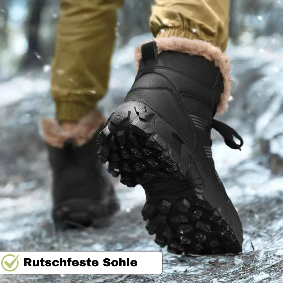 Stilvolle, warme Damen Winterschuhe in Schwarz. Modische, gefütterte Winterstiefel für Kälteschutz.