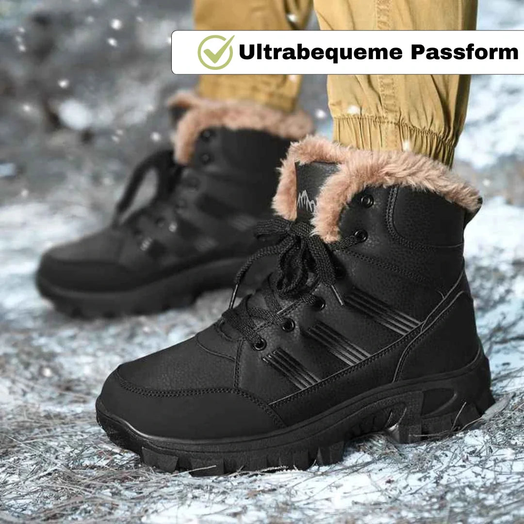 Robuste Damen Winterstiefel in Braun, warm gefüttert. Rutschfeste Schneestiefel für optimalen Kälteschutz.