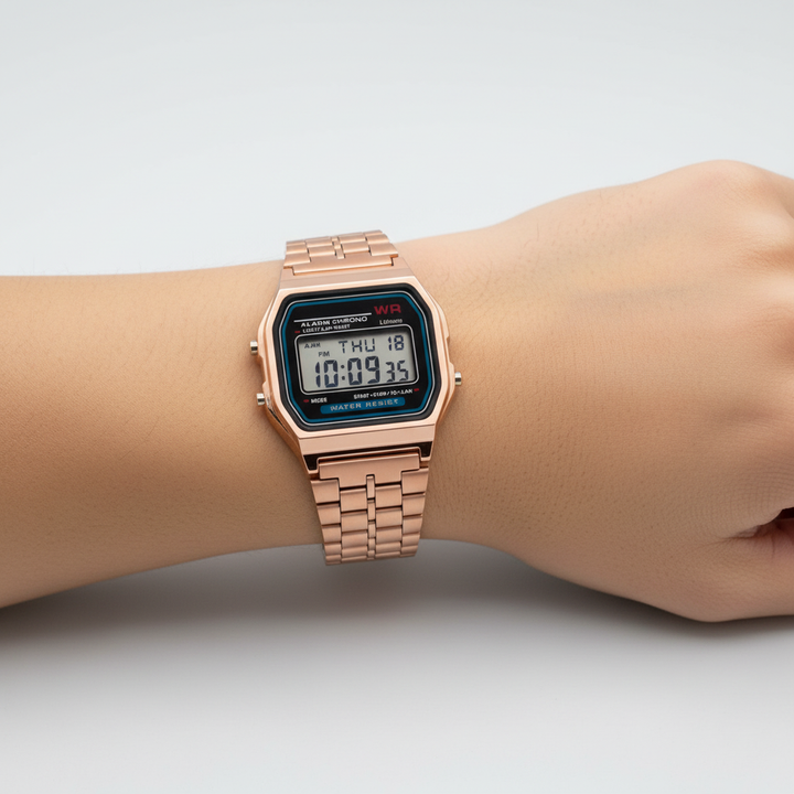 Elegante schwarze Digitale Armbanduhr für Damen & Herren, wasserdicht, modern und vielseitig kombinierbar.