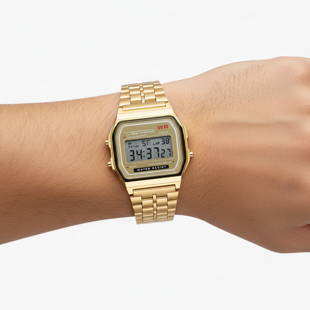 Zeitlos elegante Digitale Armbanduhr, modern & schick für Damen und Herren. Perfektes schwarzes Accessoire.