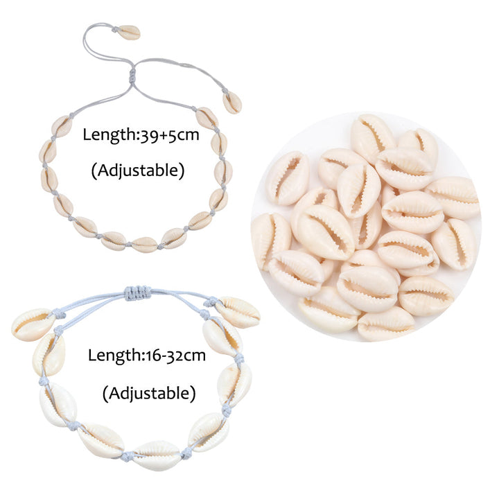 Handgefertigte Muschel-Accessoires: Unisex Halskette und Armband mit Natur-Muscheln, perfekt für den Sommer.
