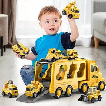 Interaktiver Spielzeug LKW Transporter mit Licht & Ton, Baufahrzeugen. Ideal für kleine Baumeister & Rollenspiele auf der Baustelle.