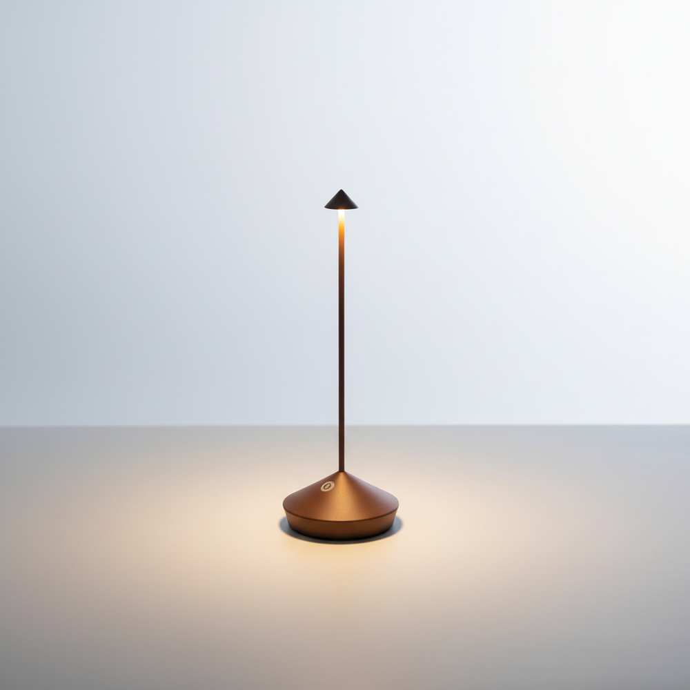 Dekorative drahtlose LED Tischlampe für Terrasse & Garten. Dimmbares Licht für gemütliche Abende.