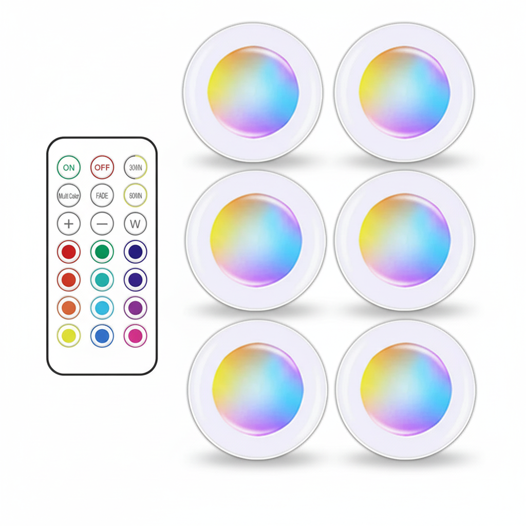 Flexible kabellose LED-Unterbauleuchte ColorBeam mit Farbwechsel; Fernbedienung für Schrank- & Küchenlicht.