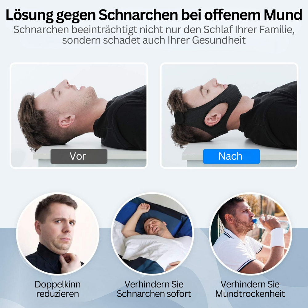 Effektives Anti-Schnarch-Kinnband hilft, Schnarchen zu reduzieren und die Schlafqualität zu verbessern.