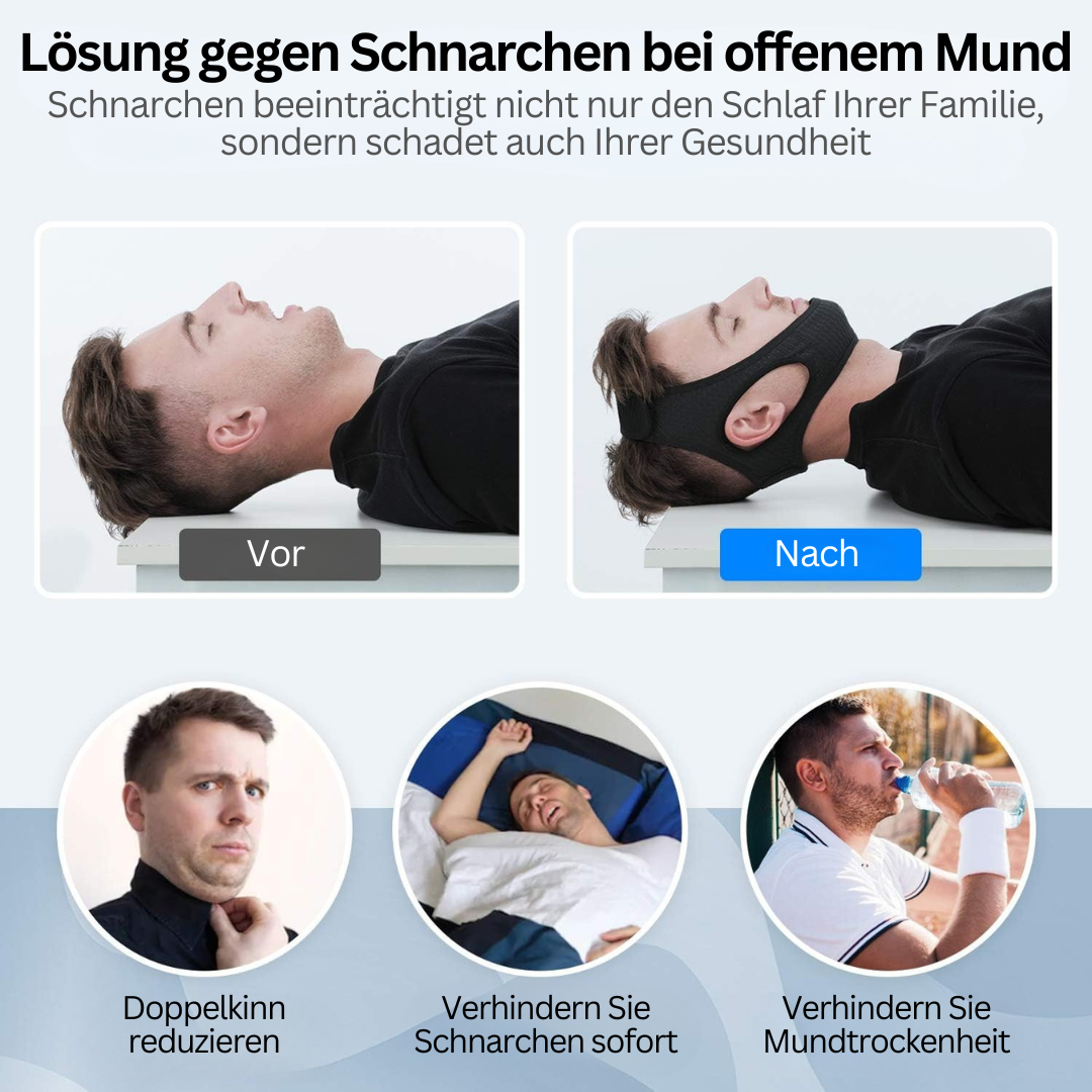 Effektives Anti-Schnarch-Kinnband hilft, Schnarchen zu reduzieren und die Schlafqualität zu verbessern.
