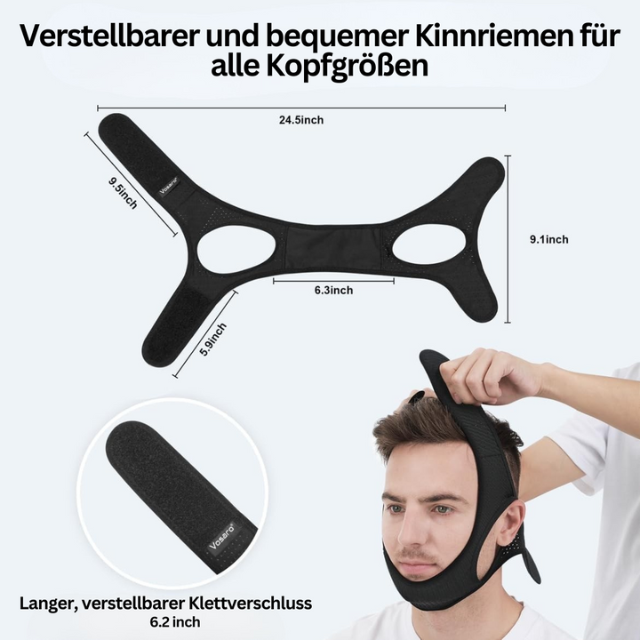 Atmungsaktives Anti-Schnarch-Kinnband, das den Mund während des Schlafs geschlossen hält.