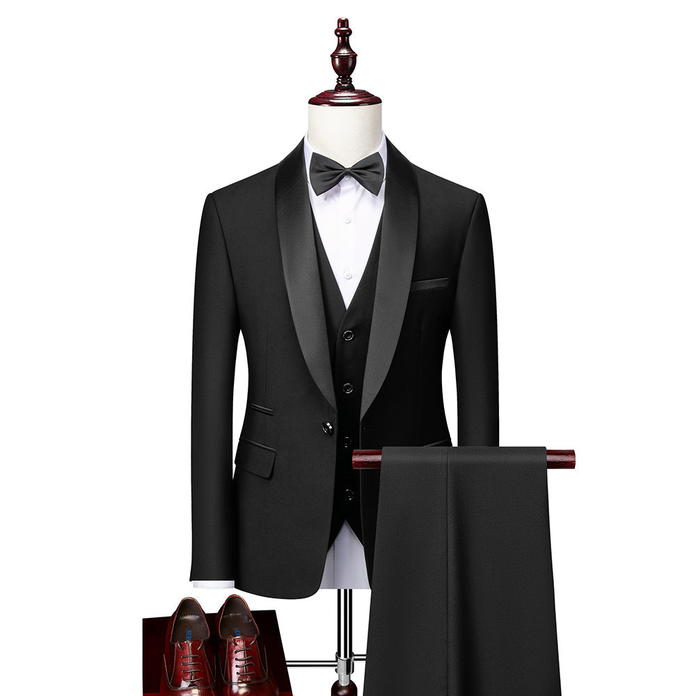 Moderner Herren Slim-Fit Dreiteiler Anzug. Perfekt für formelle Events, stilvolle Herrenmode & Party-Anlässe.