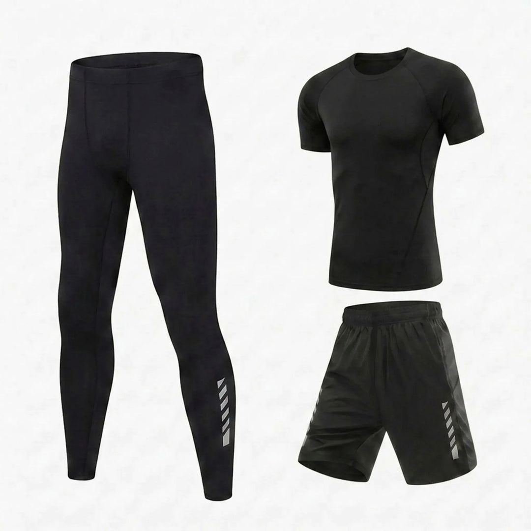 Premium Herren Sport- & Schwimm-Set, dreiteilig: schnelltrocknend, atmungsaktiv, für alle Aktivitäten.