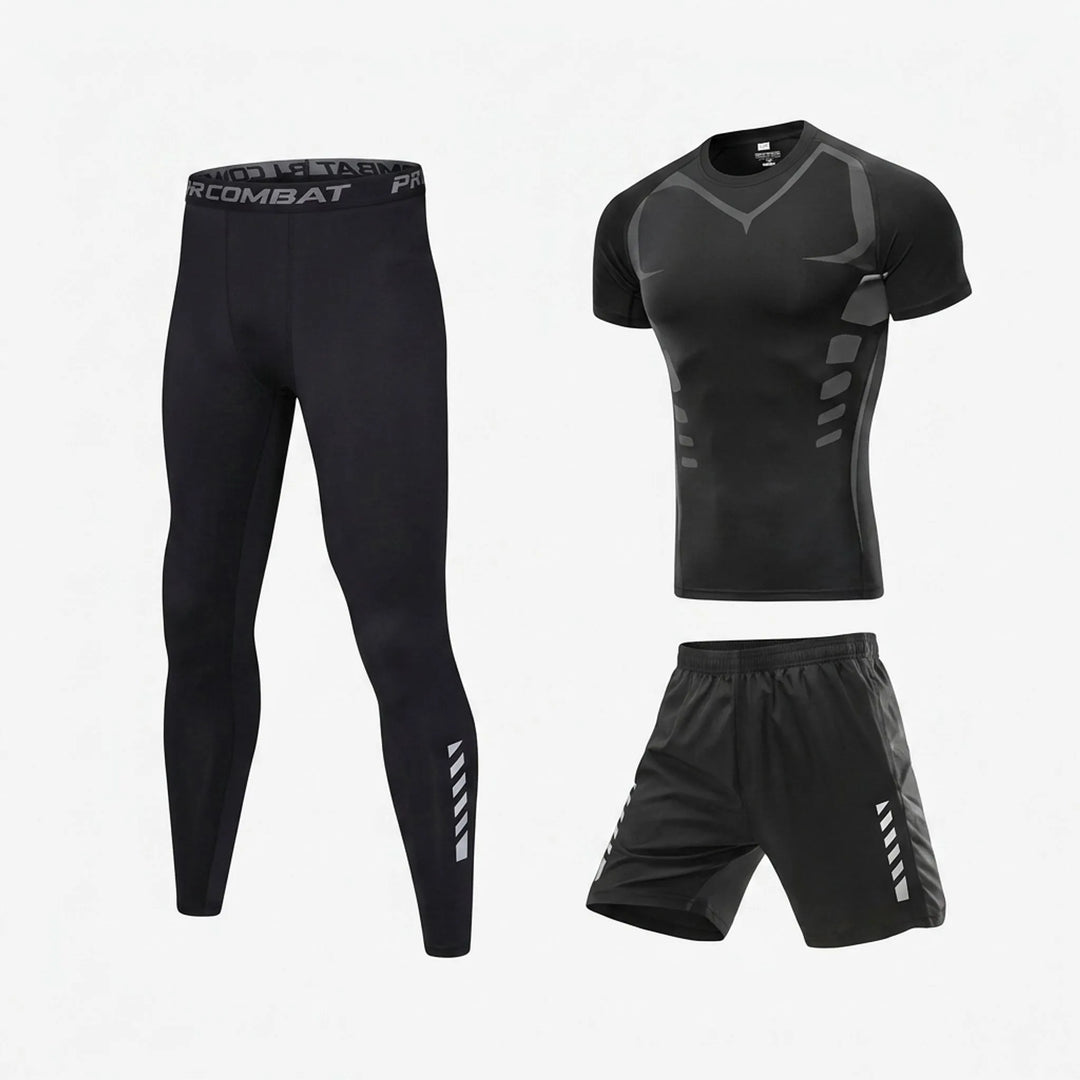 Vielseitiges Herren Bademode-Set: Badeshorts, Oberteil, Hose für Schwimmen, Laufen, Wassersport.