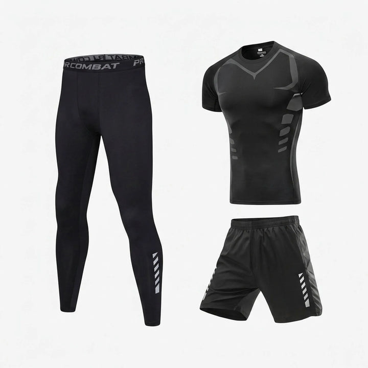 Vielseitiges Herren Bademode-Set: Badeshorts, Oberteil, Hose für Schwimmen, Laufen, Wassersport.