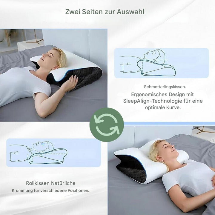 Mayer Kissen mit Memoryschaum für ergonomische Unterstützung, beugt Schmerzen vor und steigert Schlafkomfort.