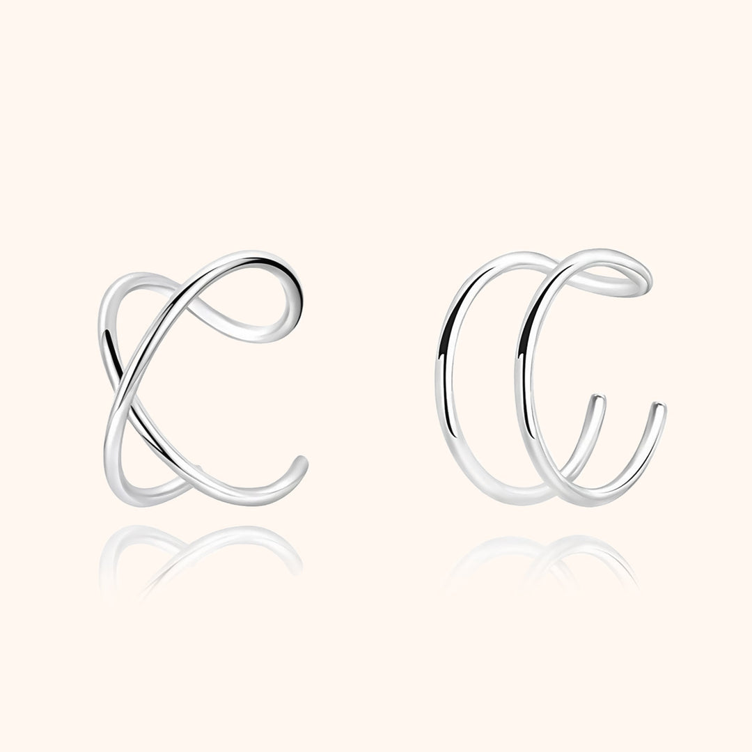 Moderne Damen Ohrclips mit elegantem U- & X-Design. Edler, minimalistischer Schmuck für jeden Anlass.