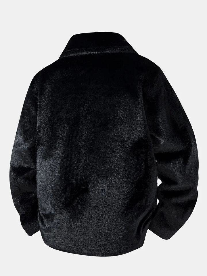 Warme Herren Winterjacke Schwarz im Cottee-Stil mit eleganter Knopfleiste, lockere Passform für Männer.
