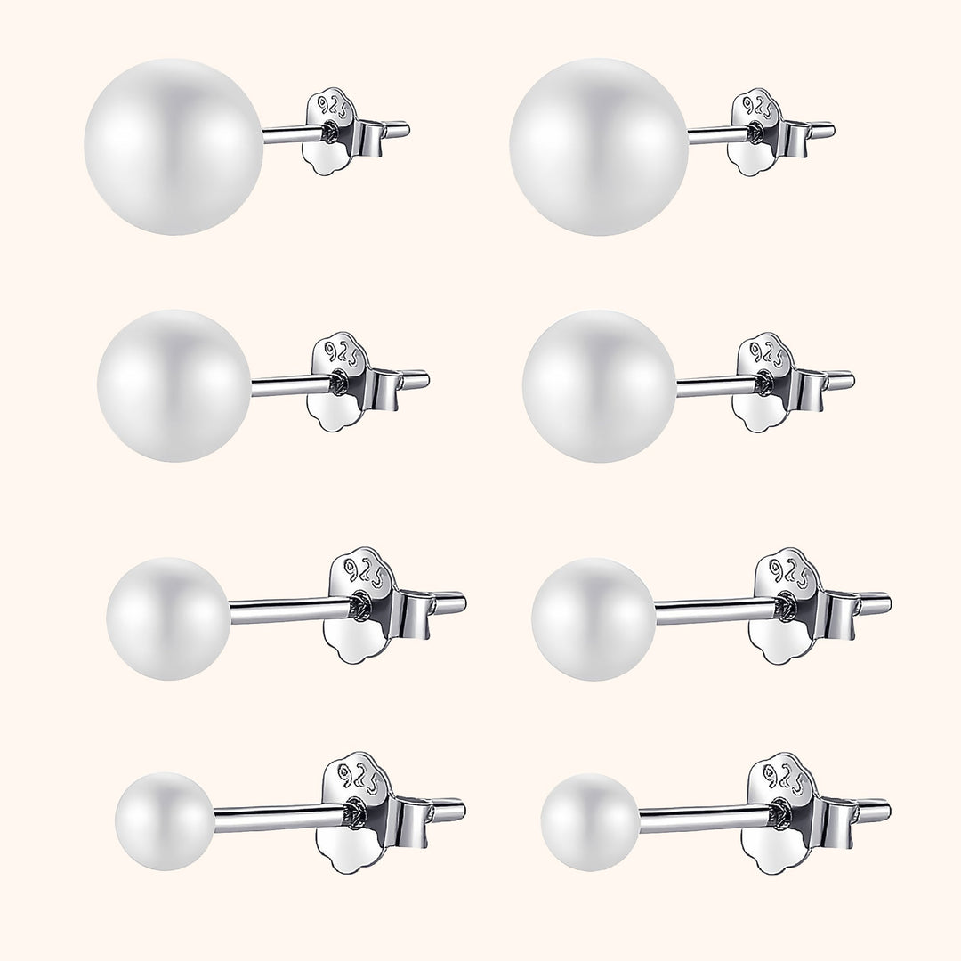 Elegante Damen Perlenohrstecker aus Sterlingsilber, rund, klassischer Damenschmuck für jeden Anlass.