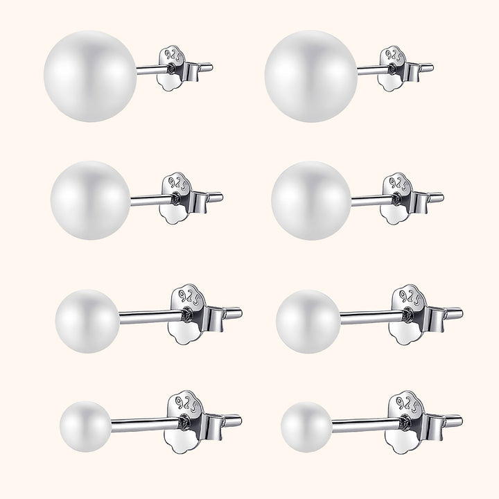 Elegante Damen Perlenohrstecker aus Sterlingsilber, rund, klassischer Damenschmuck für jeden Anlass.
