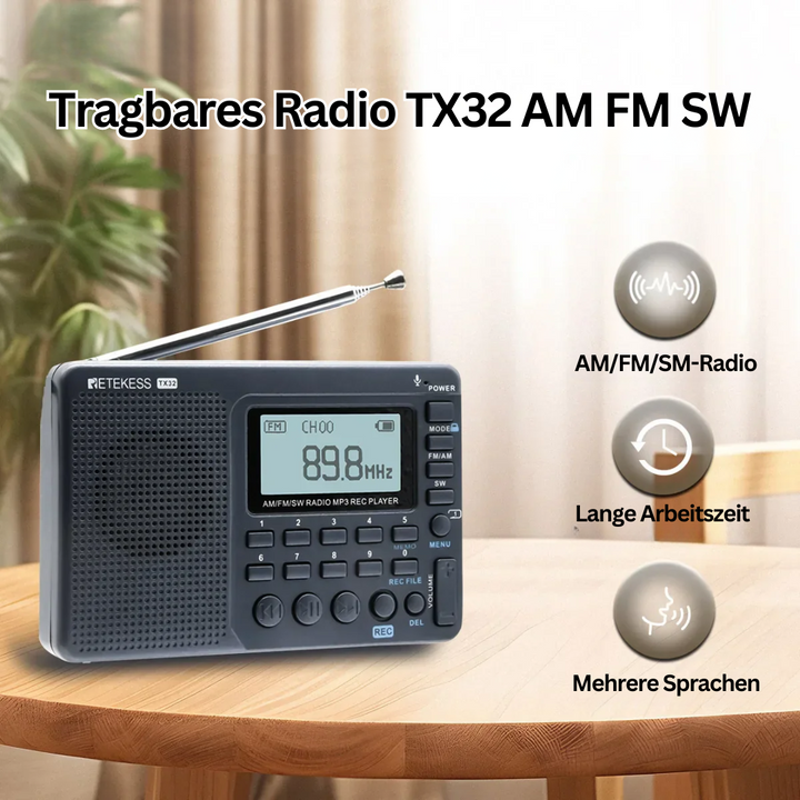 Akkubetriebenes Multiband-Radio, im Freien genutzt. Perfekt für Camping, Wandern & grenzenlosen Hörgenuss.