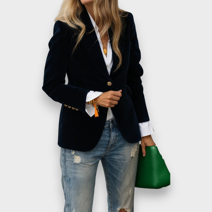 Klassischer Damen Business Blazer, tailliert geschnitten, einfarbig, vielseitig kombinierbar.