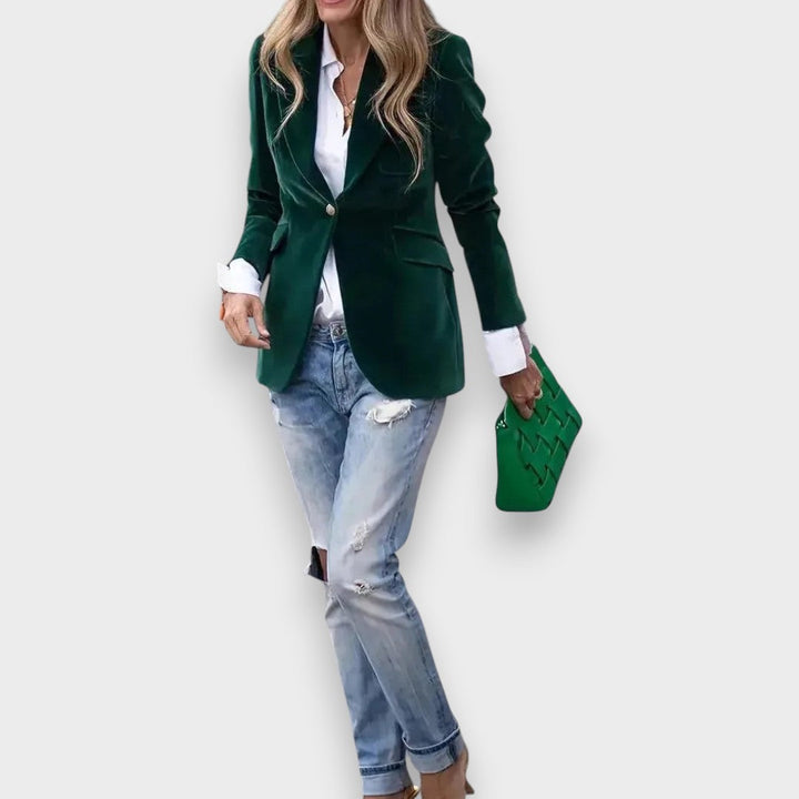 Hochwertiger Damen Blazer, tailliert, einfarbig, Langarm, klassisch für Büro und Abend.