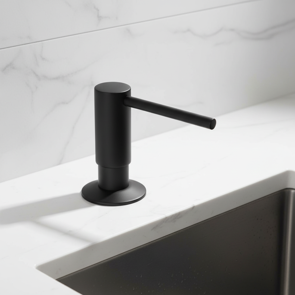 Eleganter Einbau-Seifenspender aus Messing für Küche & Bad, schafft modernes Design.