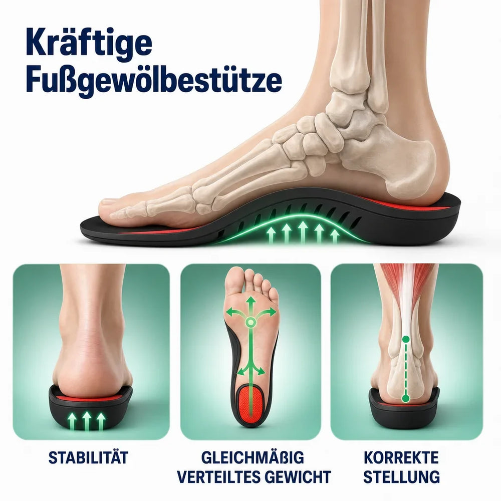 Ergonomische Einlegesohlen mit atmungsaktivem Material für maximalen Komfort und Dämpfung in Sportschuhen.