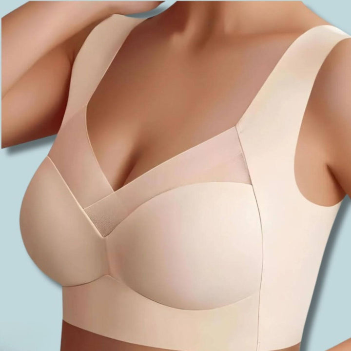Rückenfreier Damen Komfort BH, nahtlos und atmungsaktiv. Ideal für Sommerkleidung und bequemen Alltag.