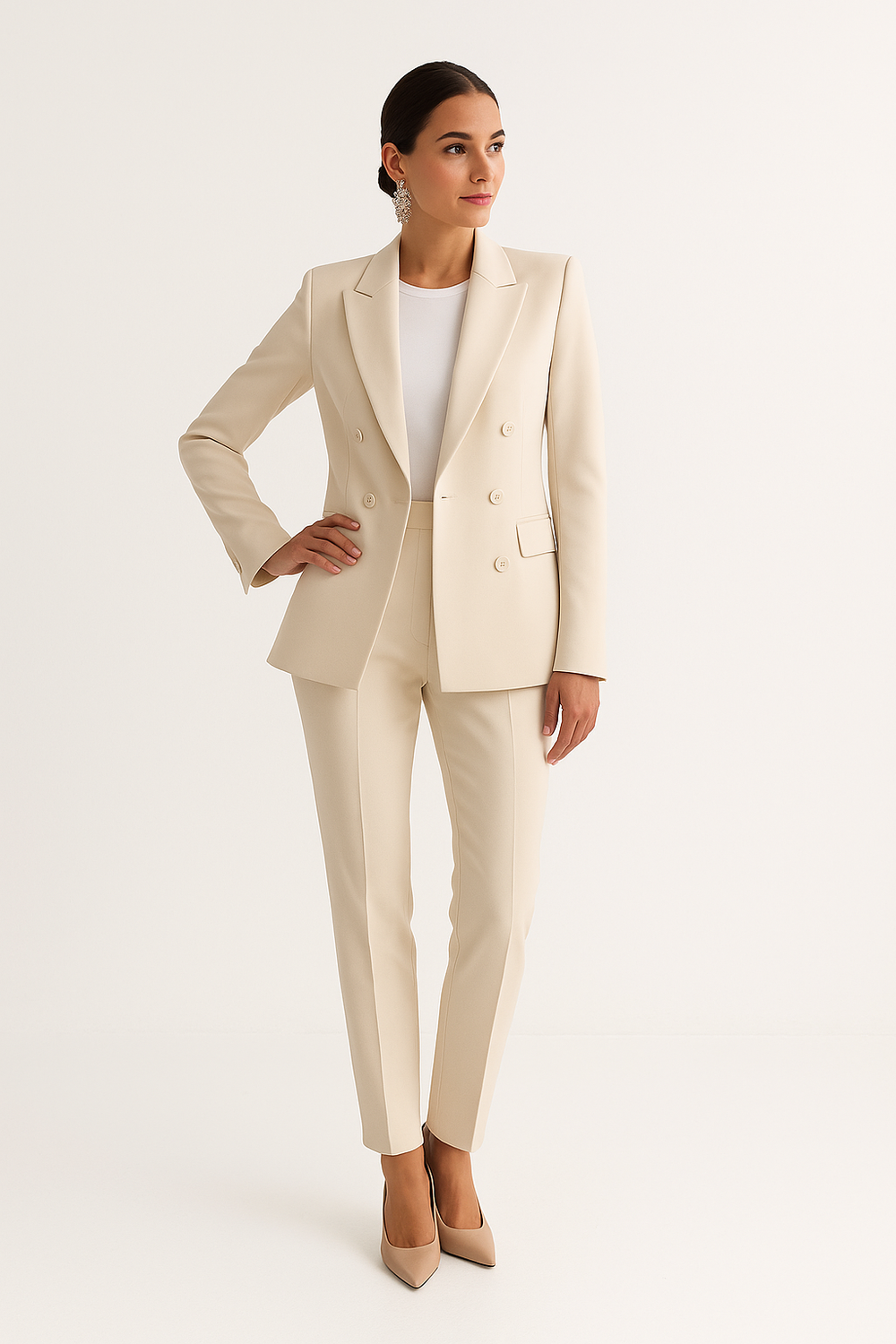 Stilvoller Damen Business-Anzug, Zweiteiler mit elegantem Blazer und passender Hose. Ideal für Büro & Freizeit.
