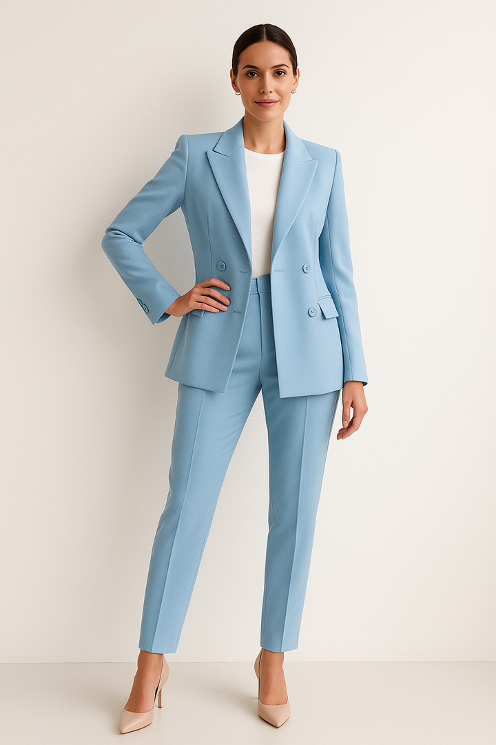 Eleganter Damen Zweiteiler-Anzug für Business & festliche Anlässe. Moderner Blazer und Hose, vielseitiges Damenset.
