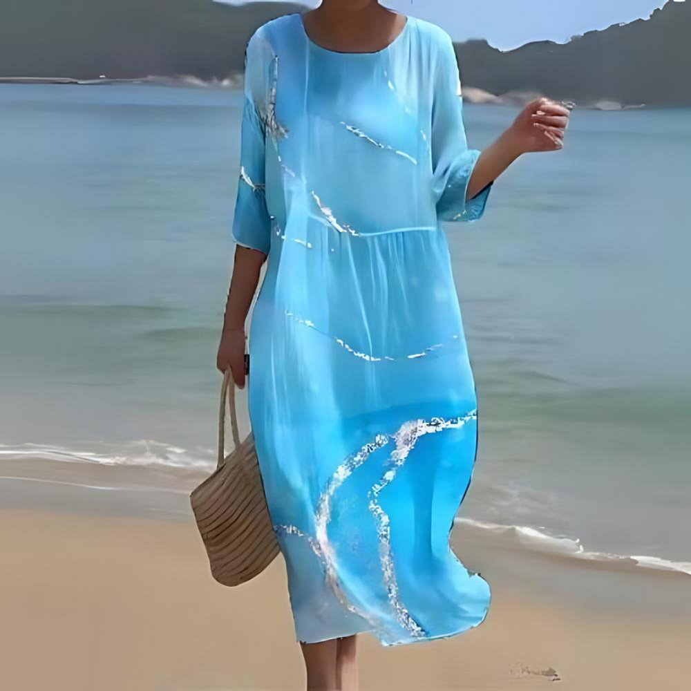 Modisches Blumen-Damenkleid, zeitlos und feminin, perfekt als Cocktailkleid oder Freizeitkleid.