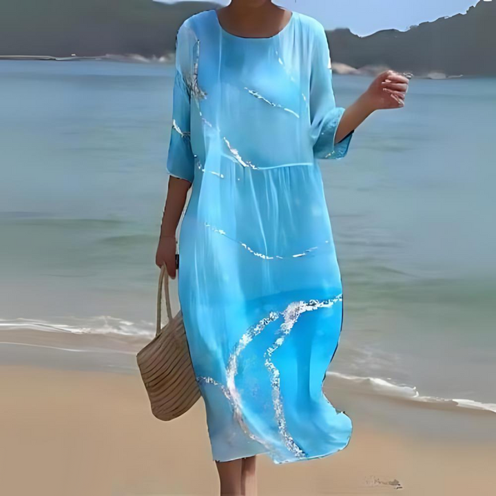 Modisches Blumen-Damenkleid, zeitlos und feminin, perfekt als Cocktailkleid oder Freizeitkleid.