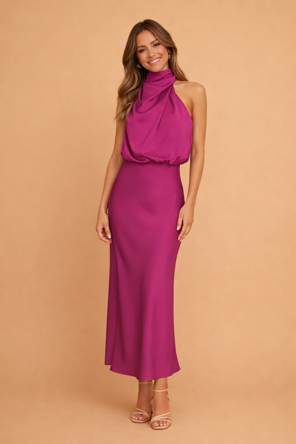 Stilvolles Damen-Sommerkleid, One-Shoulder-Midikleid für besondere Anlässe; weiblich und elegant.