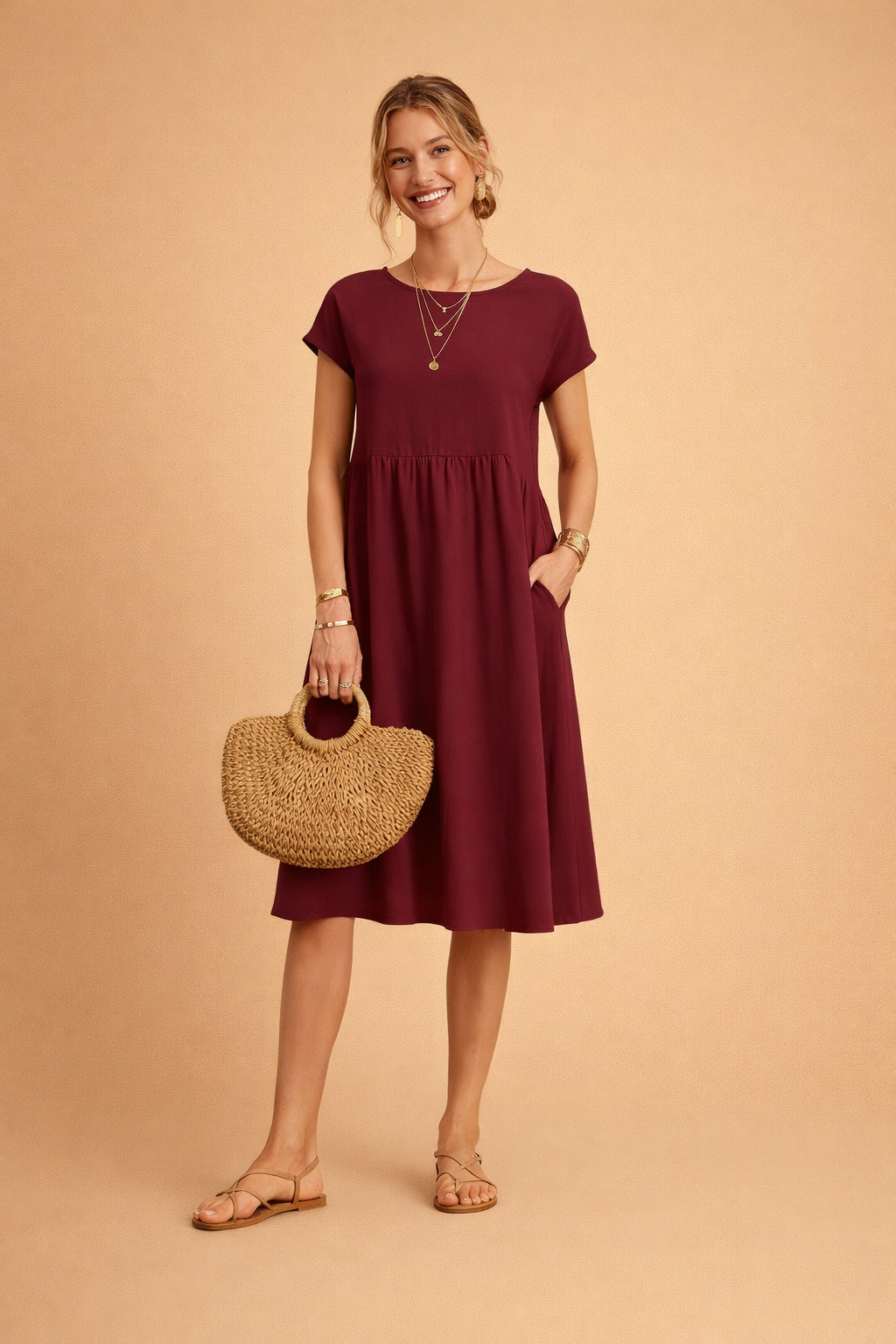 Vielseitiges Sommer-Midikleid für Damen, bequem für Urlaub, Freizeit & festliche Anlässe.