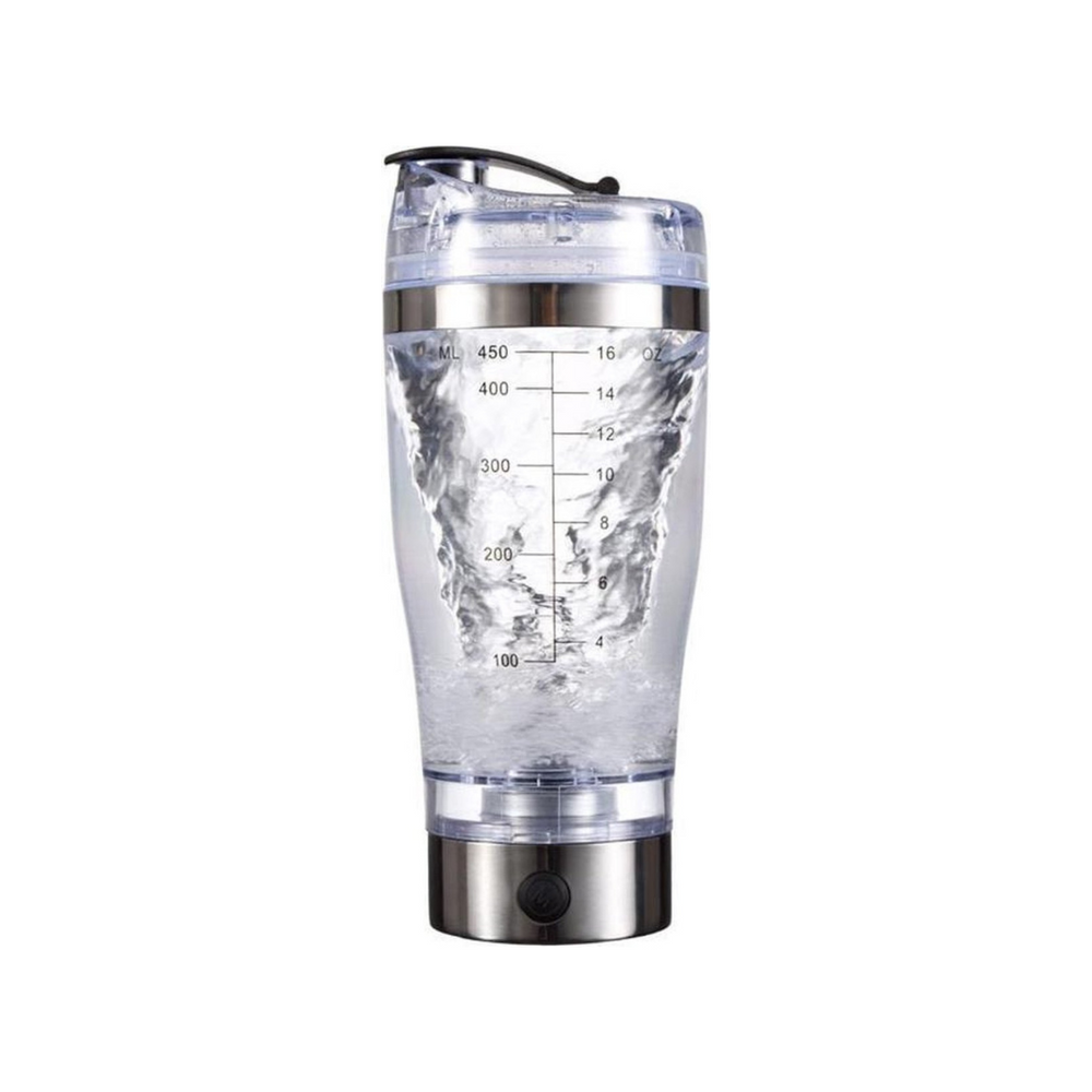 Tragbarer elektrischer Proteinshaker 450ml, USB-aufladbar, für glatte Shakes ohne Klumpen. Perfekt für Fitness & Sport.