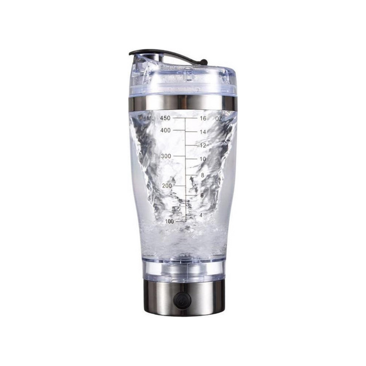 Tragbarer elektrischer Proteinshaker 450ml, USB-aufladbar, für glatte Shakes ohne Klumpen. Perfekt für Fitness & Sport.