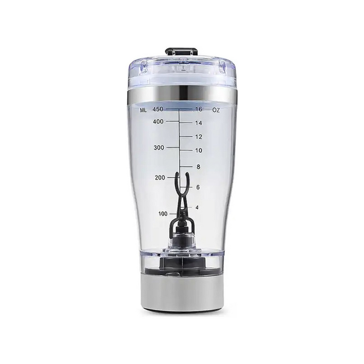 Elektrischer VoltMix Proteinshaker 450ml, USB-aufladbar, für klumpenfreie Fitness-Drinks. Ideal für Sport & unterwegs.