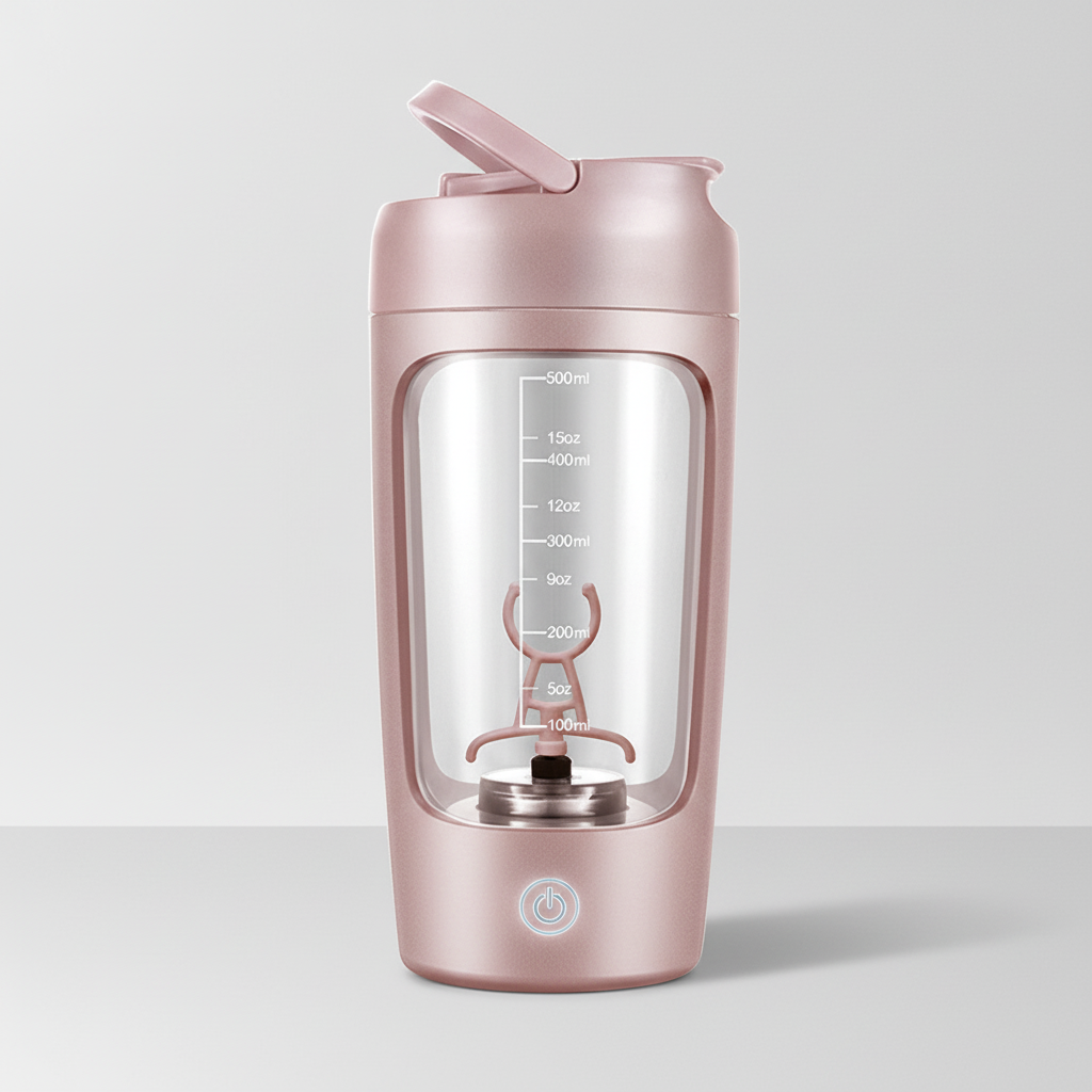 Wiederaufladbarer elektrischer Trinkmixer ShakePulse für frische Proteinshakes & Smoothies, BPA-frei, perfekt für unterwegs.