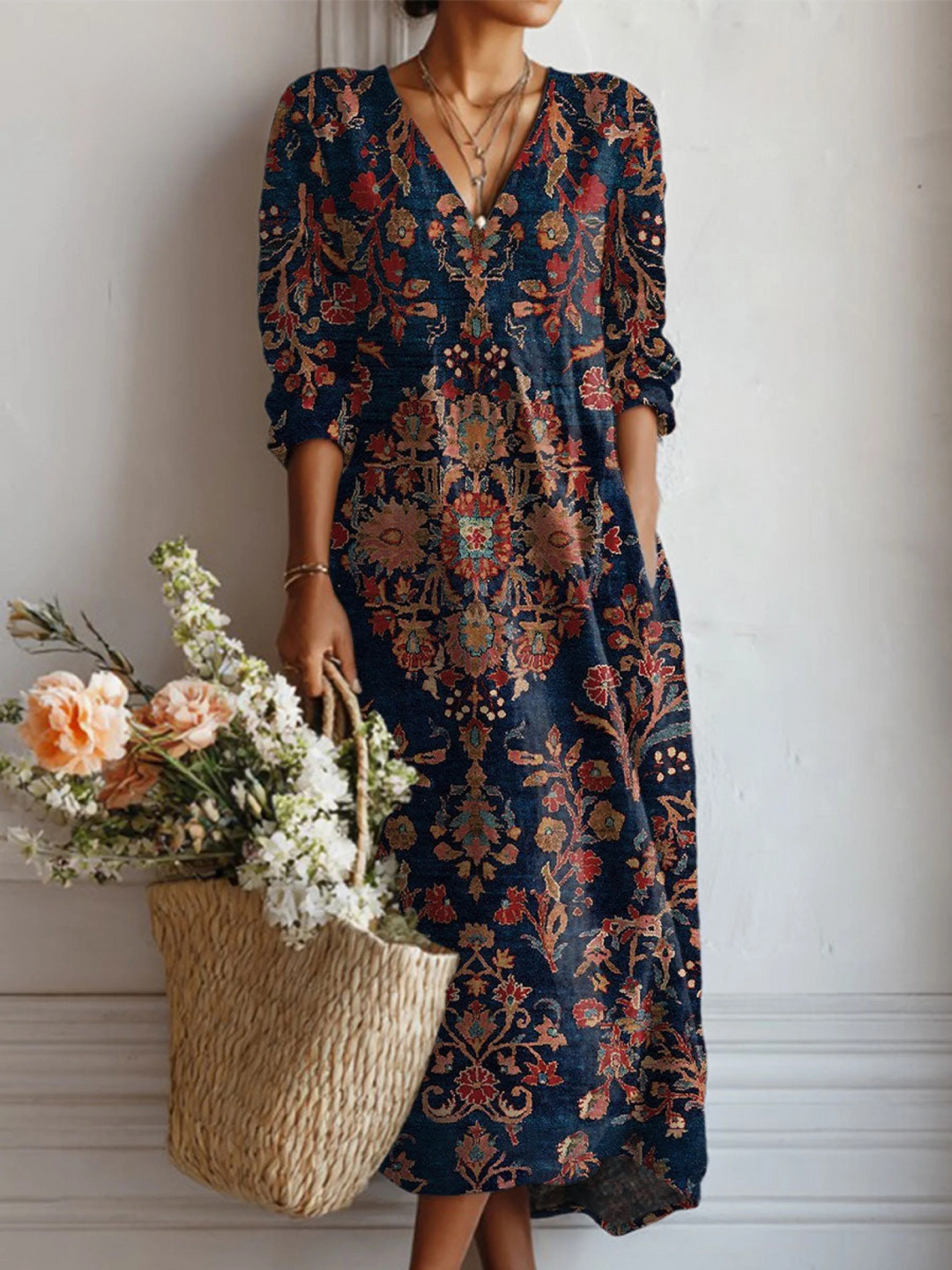 Damen lässiges, bequemes A-Linien-Midikleid für vielseitigen Alltagsstil. Perfektes Sommer-Freizeitkleid.