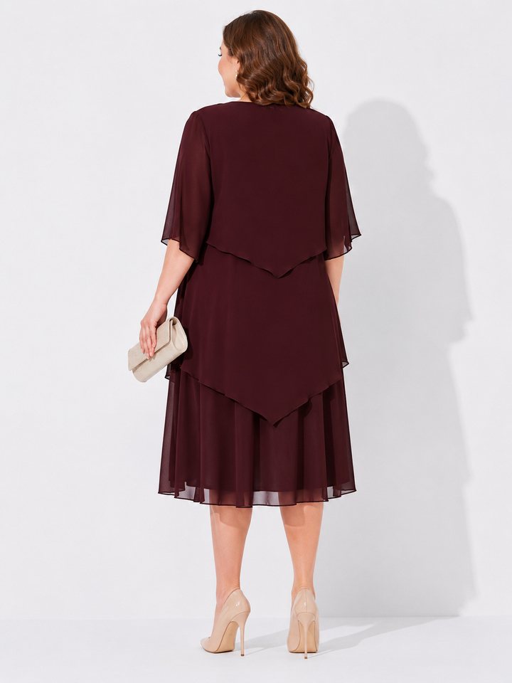 Damen Midi-Kleid Enedina: elegantes, knielanges Design für Sommer, Abend & besondere Anlässe.
