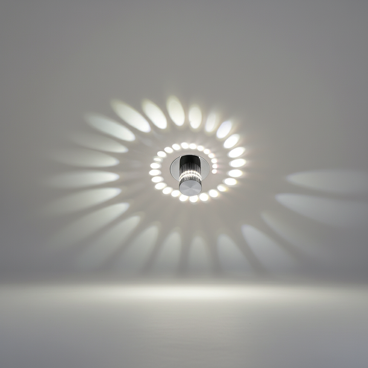 Hochwertige Aluminium-Designerleuchte Spiralyze. Energieeffiziente LED-Lampe mit stilvollem Spiralmuster.