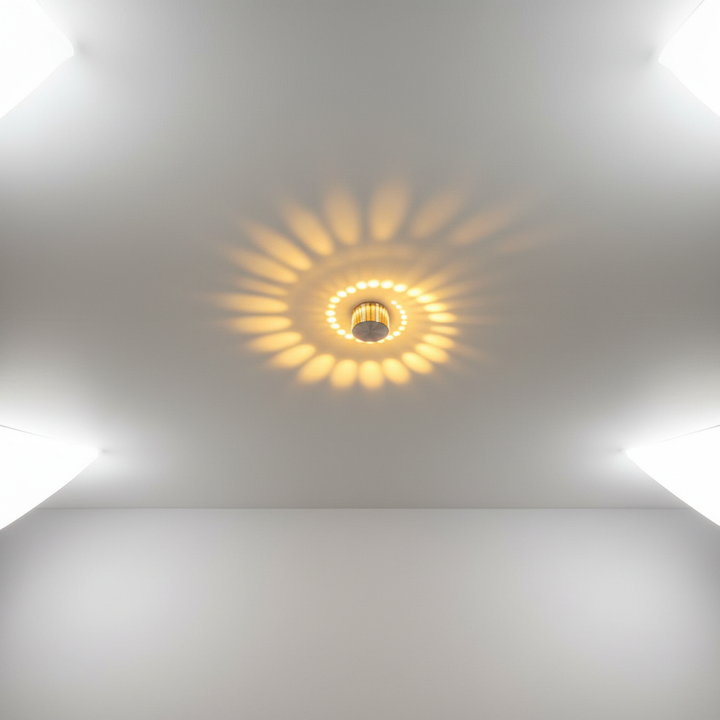 Elegante LED-Wand- & Deckenleuchte Spiralyze. Energieeffiziente Designerlampe mit faszinierendem Spiralmuster.