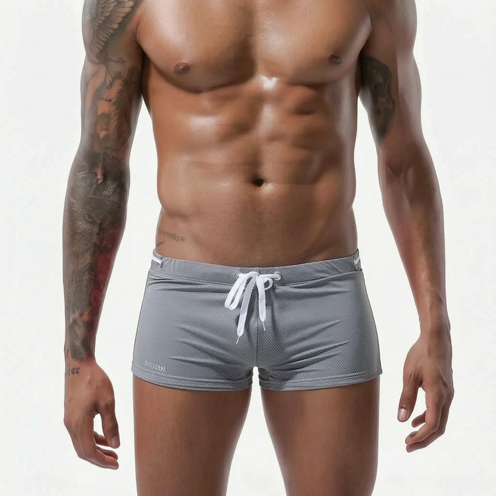 Stilvolle Herren Badehose, Boxer-Schnitt, eng anliegend, für Schwimmen, Strand & Wassersport.