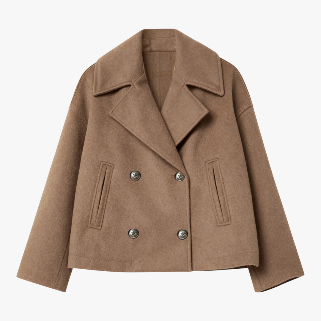 Stilvolle Damen Kurzjacke für Herbst/Winter. Regular Fit mit strukturiertem Kragen und verdeckten Knöpfen.