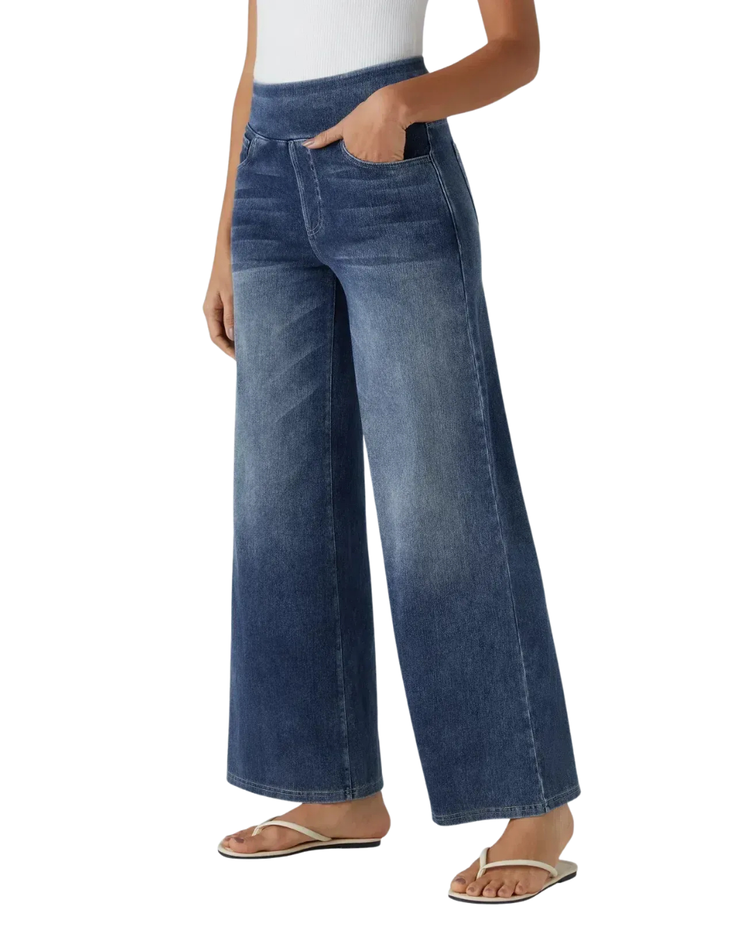 Bequeme Damen Hose mit hoher Taille & elastischem Bund; ideal als Freizeithose & Alltagshose.